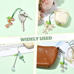 アクリル携帯ストラップ8個  花  ミックスカラー  100mm&nbsp;HJEW-SZ00112