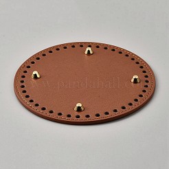 イミテーションレザーバッグボトムス  フラットラウンド  DIYかぎ針編みバッグ作り  ゴールドカラー  サドルブラウン  150x10mm  穴：5mm&nbsp;FIND-WH20006-81A