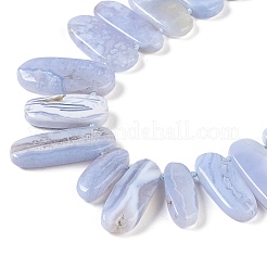 天然石ブルーレースアゲートビーズ連売り  ナゲット  トップ掘削  14~32x7~15x2~6mm  穴：1mm  約33個/連  16.14~16.54''（41~42センチメートル）&nbsp;G-H006-B01-02