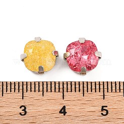 縫い付けラインストーン  ガラスクリスタルラインストーンマルチ連リンク  真鍮製爪付き台座付き  衣料品アクセサリー  多面カット  スコアー  プラチナ  9x9x5mm  穴：0.8mm&nbsp;EGLA-F162-13P