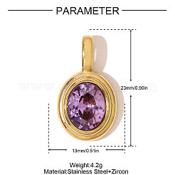 304 Stainless Steel Micro Pave Cubic Zirconia Pendants&nbsp;STAS-OY007-58G