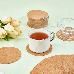 Round Self-adhesive Cork Cup Mats&nbsp;DIY-WH20095-075C
