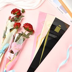 透明なPEコーンフラワースリーブ  花屋向けのシングルステムブーケ用ラッピングバッグ  ブラック  45x3~13cm&nbsp;ABAG-FZC0002-001D-1
