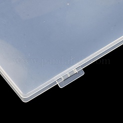 （不良品処分セール：黄ばみ）透明プラスチックビーズ容器  ヒンジ付き蓋付き  ビーズなど  長方形  透明  19x10.9x1.63cm&nbsp;LS-CON-XCP0002-72