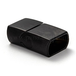 304ステンレススチール製マグネット留め具、接着端付き  長方形  電気泳動黒  23.5x13.5mm  穴：6.5x11.5mm&nbsp;STAS-I171-11EB