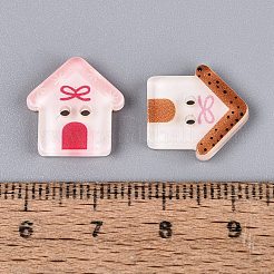 2穴プリント樹脂ボタン  ハウス  ミックスカラー  15x14.5x2.5mm  穴：1.4~1.5mm&nbsp;BUTT-Q047-03