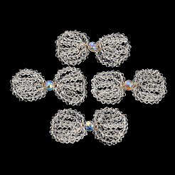 Copper Wire Wrapped Glass Beaded Bowknot Cabochons&nbsp;FIND-G058-04G