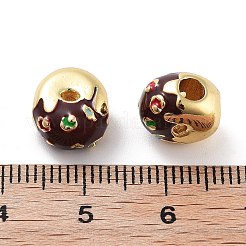 Donut Rack Plating Brass Enamel Beads&nbsp;KK-G512-03G-01