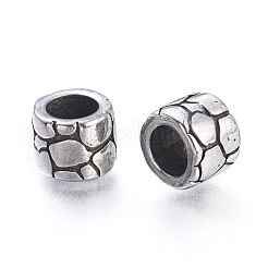 304ステンレススチールヨーロピアンビーズ  大穴ビーズ  コラム  アンティークシルバー  5.7x7mm  穴：4.5mm&nbsp;STAS-F243-37AS