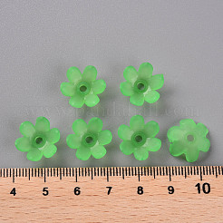 つや消しアクリルビーズキャップ  6花びら  花  ライムグリーン  14x6mm  穴：2mm  約1660個/500g&nbsp;MACR-S371-07A-734