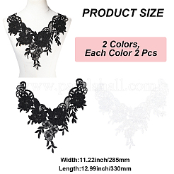 4Pcs 2 Colors Polyester Embroidery Lace Collar&nbsp;AJEW-CY0001-51B
