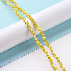 電気メッキガラスビーズセット  ABカラーメッキ  多面カット  フラットラウンド  きいろ  4.5x2.5~3mm  穴：0.8mm  約145~150個/連  21.26''（54センチメートル）&nbsp;GLAA-E036-04D