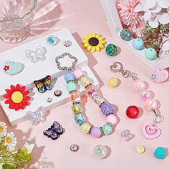 DIY ビーズ ファインディング キット  アクリルビーズ入り  樹脂粘土ラインストーンヨーロピアンビーズ  樹脂製ラインストーンビーズ  シリコンビーズ  ミックスカラー  7~20x7~32x3.2~16mm  穴：1.8~5mm  280個/セット&nbsp;DIY-BM0001-10