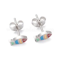 3 Pairs 3 Style Enamel Fish Dangle Hoop Earrings&nbsp;EJEW-B020-23P