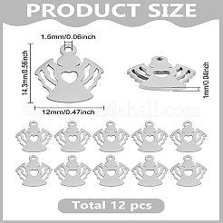 201ステンレススチールチャーム12個  天使  ステンレス鋼色  14.3x12x1mm  穴：1.5mm  12個/セット&nbsp;STAS-LP0003-33