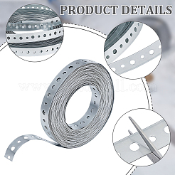 15mの鉄板ロール  DIYクラフト用品  プラチナ  19x0.7mm  穴：4.5mm＆6mm&nbsp;DIY-WH0591-434