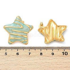 304ステンレススチール製エナメルスタースタッドピアス  18KGP本金メッキ  PVD真空メッキ  ミックスカラー  25x26mm&nbsp;STAS-D368-04G