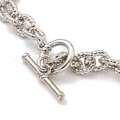 女性用ツイスト真鍮アズキチェーンブレスレット  トグル留め金付き  プラチナ  7-3/4インチ（19.6cm）&nbsp;BJEW-G703-05P