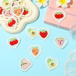 30個 6スタイル ハート型コンピューター刺繍布 アイロン接着/縫い付けパッチ  マスクと衣装のアクセサリー  アップリケ  ミックスカラー  40~42x40~41x2mm  5個/スタイル&nbsp;DIY-CJ0003-17