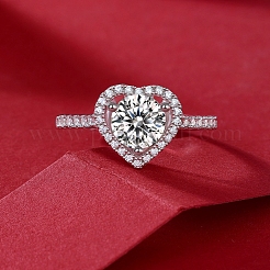 Rhodium Plated 925 Sterling Silver Micro Pave Cubic Zirconia Adjustable Rings&nbsp;AJEW-U007-20P