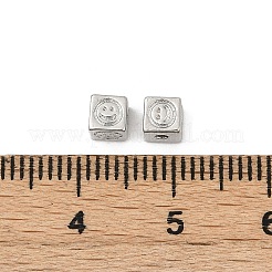 真鍮製スペーサービーズ  笑顔のキューブ  プラチナメッキ  4x4x4mm  穴：1.2mm&nbsp;KK-D375-18P