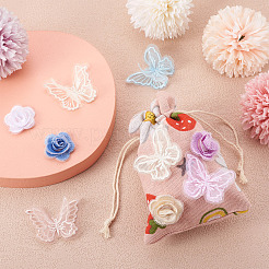 24Pcs 12 Style 3D Rose Organgza Lace Embroidery & Butterfly Ornament Accessories&nbsp;DIY-BT0001-48