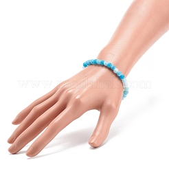 Natural Weathered Agate(Dyed) Round Beaded Stretch Bracelet&nbsp;BJEW-JB08363-03