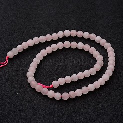 つや消しラウンドナチュラルローズクォーツビーズ連売り  6mm  穴：1mm  約59~62個/連  15インチ&nbsp;G-J346-06-6mm