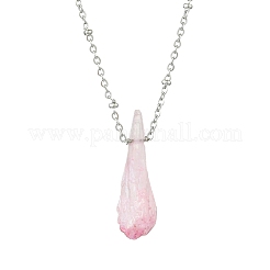 Electroplated Natural Quartz Crystal Prism Pendant Necklaces&nbsp;NJEW-JN05028-02