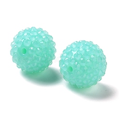 チャンキーレジンラインストーンフーセンガム風ボールビーズ  ラウンド  ターコイズ  20x18mm  穴：3mm&nbsp;RESI-S259-A04