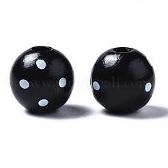Painted Natural Wood European Beads&nbsp;WOOD-S057-056F
