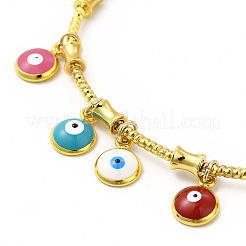 Colorful Enamel Evil Eye Charms Cuff Bangle&nbsp;BJEW-E073-09G-05