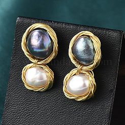 Brass Wired Stud Earrings&nbsp;EJEW-P302-04G