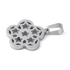 304ステンレスペンダント  中空花のチャーム  変色防止  ステンレス鋼色  17.5x15.5x2mm  穴：5.5x3.5mm&nbsp;STAS-S162-15P