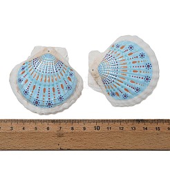 プリントされた天然貝殻の大きなペンダント  シェルシェイプチャーム  ライトスカイブルー  58~65x61~64.5x5~8mm  穴：1.2mm&nbsp;SH-CBA93AD-19E