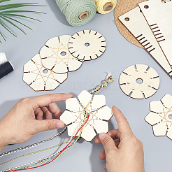 12Pcs 6 Styles Wood Braiding Disks&nbsp;AJEW-GA0009-99
