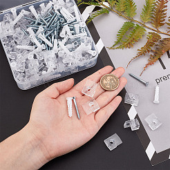 プラスチックミラー吊り下げキット64セット  鉄ネジとウォールアンカー付き  ミラーキャビネットドア固定用  ホワイト  20x16x8~11mm  穴：5mm  64セット&nbsp;DIY-CA0003-74