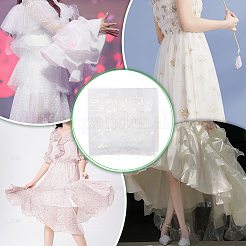 ナイロン蝶柄生地  衣服製作アクセサリー  ホワイト  1600mm&nbsp;DIY-WH0678-91C