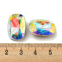 ガラスラインストーンカボション  ポイントバック＆バックメッキ  多面カット  長方形  アレキサンドライト  18x13x7mm&nbsp;RGLA-M017-E03-001ST
