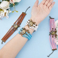 4Pcs 4 Colors PU Leather Cord Multi-strand Bracelets Set&nbsp;BJEW-FI0001-06