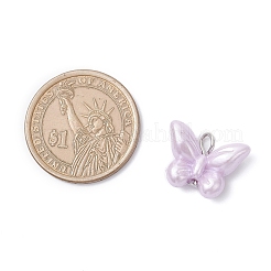 不透明アクリル模造真珠ビーズペンダント  蝶  プラチナ  14.5x19x6mm  穴：2.5mm&nbsp;PALLOY-JF04296-01