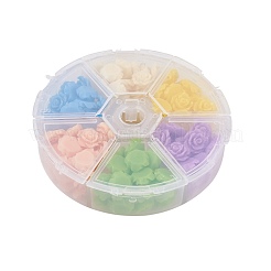 オペーク樹脂カボション  花  ミックスカラー  10x4mm  約20PCS /カラー  120個/箱&nbsp;CRES-JP0001-04