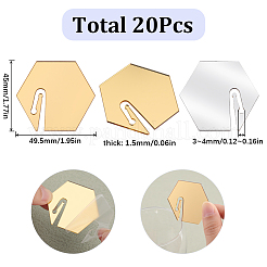 アクリルミラーワイングラスチャーム  ゴブレットマーカー  ゴールド  六角  45x49.5x1.5mm  20個/箱&nbsp;AJEW-SC0002-53C-01