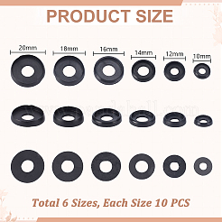 60個 6スタイル プラスチック人形用まぶたアクセサリー  ブラック  10~20mm  10個/スタイル&nbsp;DOLL-GA0001-29