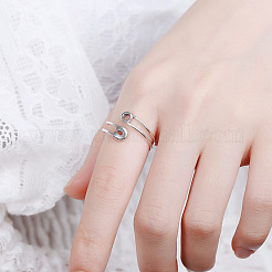 Pin Shaped 925 Sterling Silver Adjustable Cuff Rings for Women&nbsp;FS-WG4AD82-01