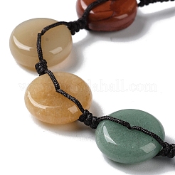 Donut/Pi Disc Natural Mixed Gemstone Braided Bead Bracelets&nbsp;BJEW-H239-01