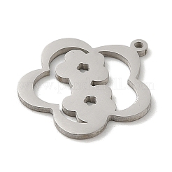 変色しない201ステンレススチールペンダント  レーザー切断  ステンレス鋼色  花のチャーム  15x14x1mm  穴：0.8mm&nbsp;STAS-E206-05P-01