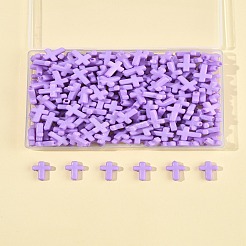 200個の不透明なアクリルビーズ  クロス  ライラック  16x12x4.5mm&nbsp;SACR-FS0001-39F