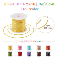 10 ロール 10 色ワックスポリエステルコード  ラウンド  ミックスカラー  1mm  約10.94ヤード（10m）/バッグ  1ロール/色&nbsp;YC-TA0001-04