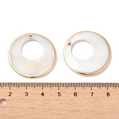 Electroplated Natural Freshwater Shell Pendants with Golden Plated Brass Edge&nbsp;SHEL-M019-02G
